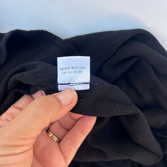 Ali Golden Black Long Sleeve Puff Shoulder Blouse Small Linen Shirt Top - Picture 10 of 10